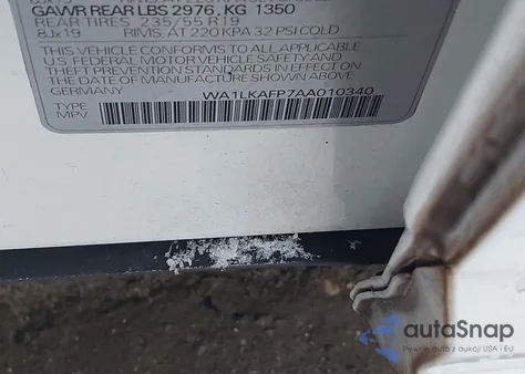 2010 Audi Q5 Premium Plus из США, поврежденный, VIN WA1LKAFP7AA010340